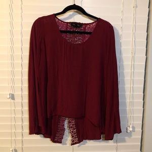 Magenta blouse with lace back